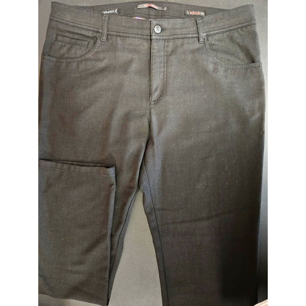 Alberto Pants Mens 36x34 Black Ceramica Peacock Modern Fit Stretch Chino Casual